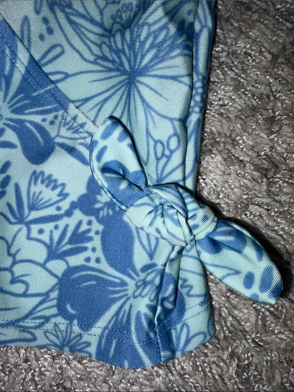 art class Blue Floral Long-Sleeve Wrap Swim Top with Solid Blue Bottoms 10/12